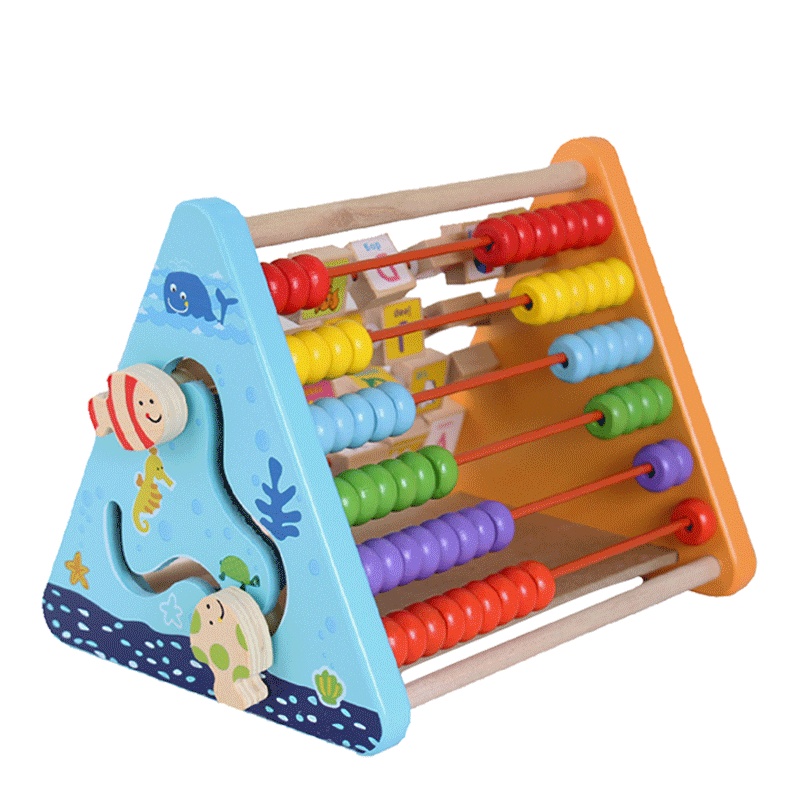 铭塔五合一翻板儿童智力开发英文拼音早教算术宝宝积木益智玩具男孩女孩木质玩具A8112