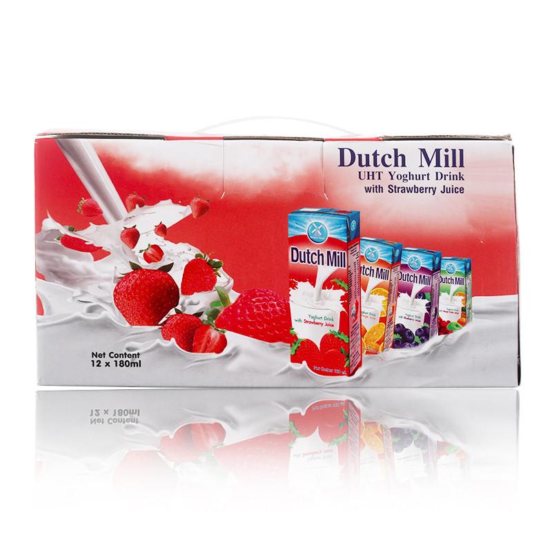 泰国进口达美（Dutch Mill）草莓味酸奶饮品180ml*12盒 礼盒装