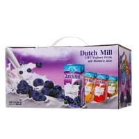泰国进口达美(Dutch Mill)蓝莓味酸奶饮品180ml*12盒 礼盒装