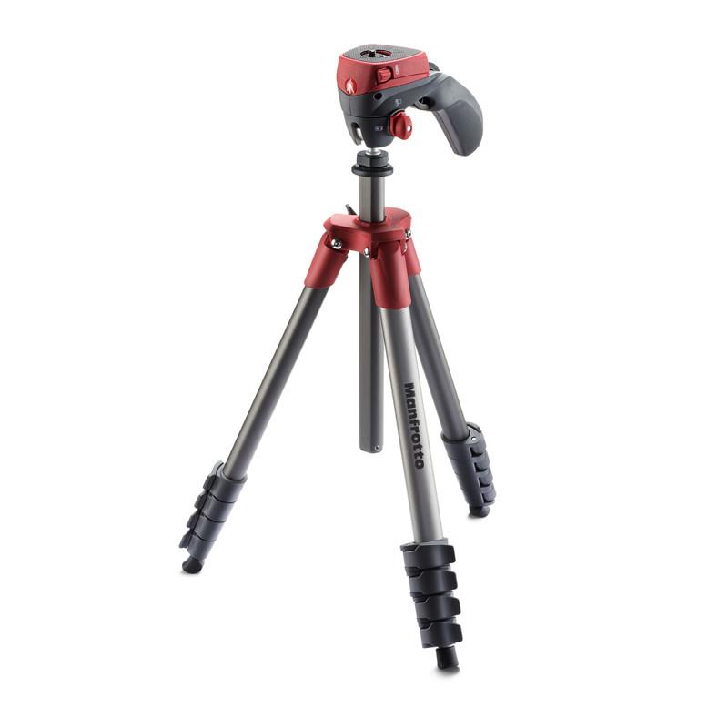 曼富图(MANFROTTO) MKCOMPACTACN-RD compact 铝合金三脚架5节 摄影 摄像云台套装