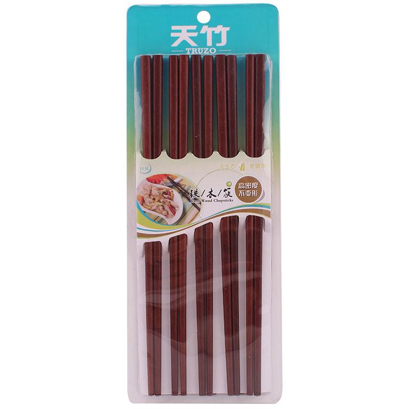 天竹 铁木筷子 坤甸铁木 10双装 TZ14899