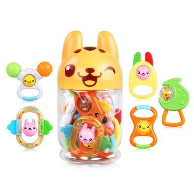 澳贝 AUBY 摇铃系列 10只罐装摇铃 0-6个月 塑料玩具 15*15*31 463128DS