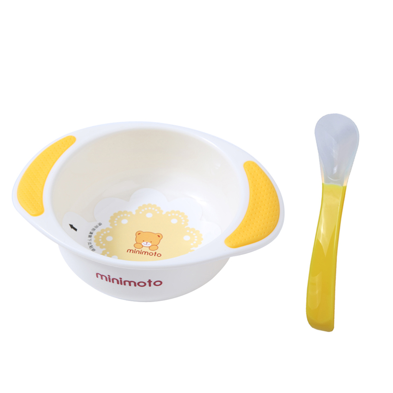 [苏宁自营]小米米minimoto 婴幼儿辅食套装 宝宝辅食碗防滑碗防摔防滑双耳小碗 宝宝硅胶勺软头喂食小勺