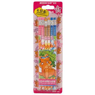 马可(MARCO) 6支HB卡通皮头铅笔 4000E-6BL-HB
