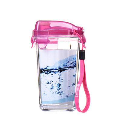 [苏宁超市]便携式水杯GLASSLOCK三光云彩 钢化耐热玻璃水杯茶杯 果汁牛奶杯 加隔热套红色RC105 500ml