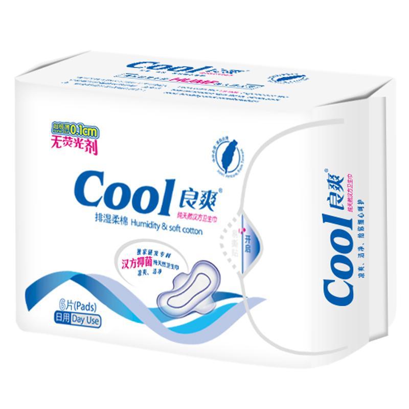 [苏宁易购超市]cool良爽汉方护理卫生巾日用6片