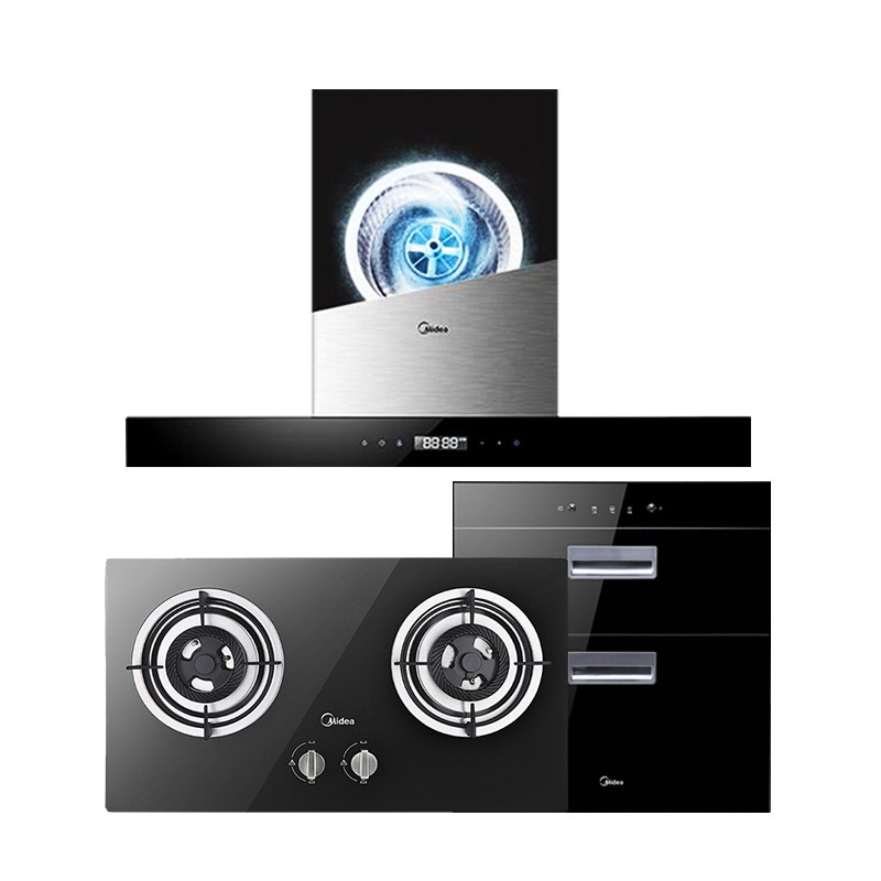 美的(Midea)DT518R+JZT-Q636B 欧式T型抽油烟机 天然气燃气灶 烟机灶具两件套 厨电套餐