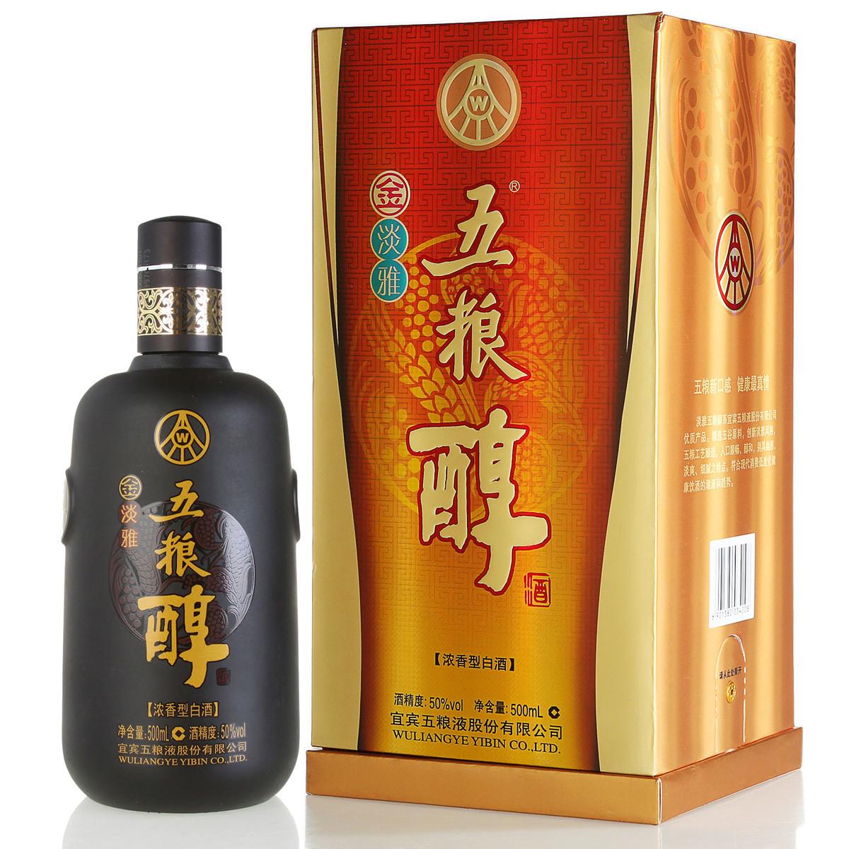 五粮液出品 五粮醇 金淡雅 50度 浓香型白酒 500ml 单瓶装