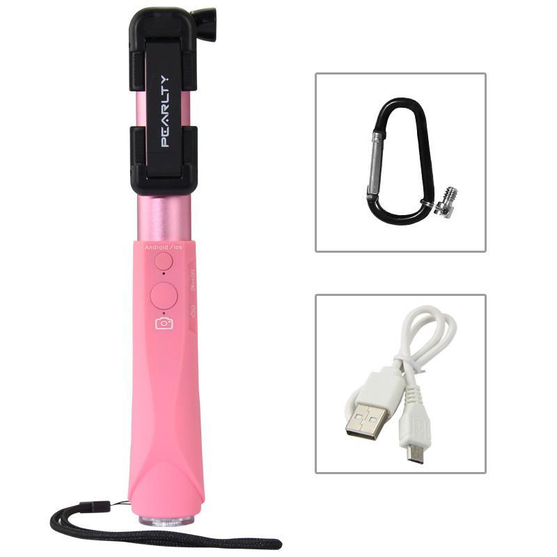 Pearlty 多一折无线一体式自拍杆 粉(一体式-90cm)