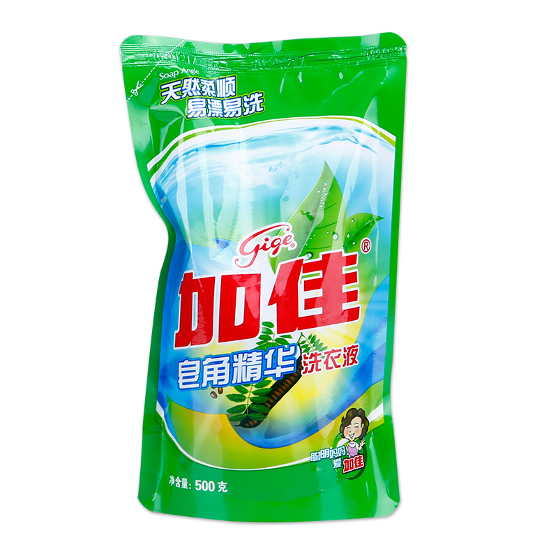 加佳皂角精华洗衣液500g 采用天然高效洁净去污因子 深层去污 天然柔顺 易漂易洗