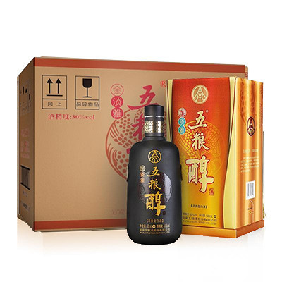 五粮液出品 五粮醇 金淡雅 50度 浓香型白酒 500ml*6 整箱装