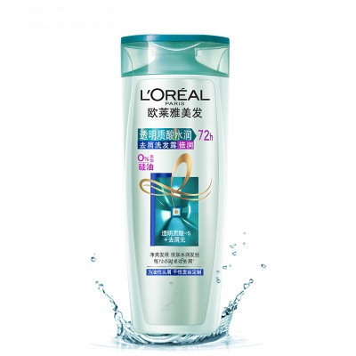 欧莱雅(LOREAL)明质酸水润去屑洗发露200ml(适合油性发质人群,去屑洗发水)