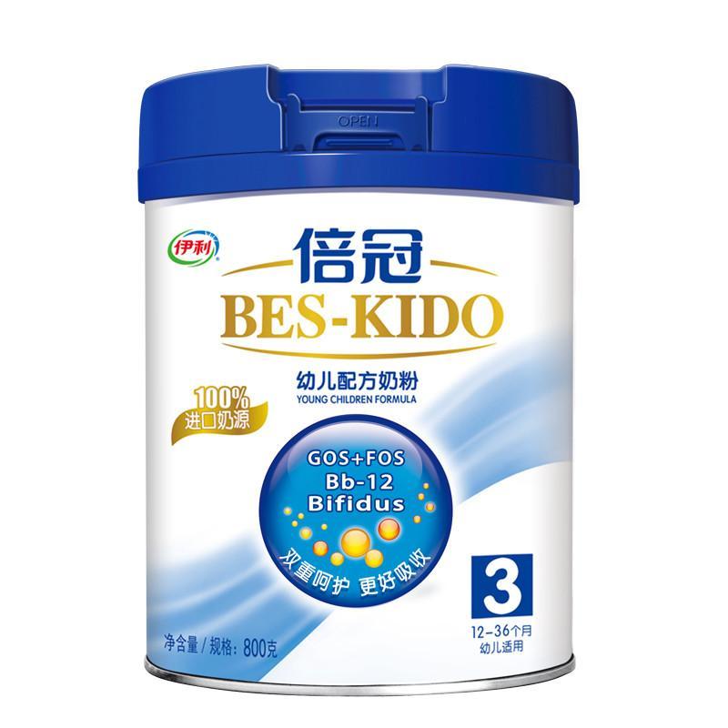 伊利 倍冠 幼儿配方奶粉(3段 12-36月幼儿适用)800g*2 双罐装*3 (箱装)