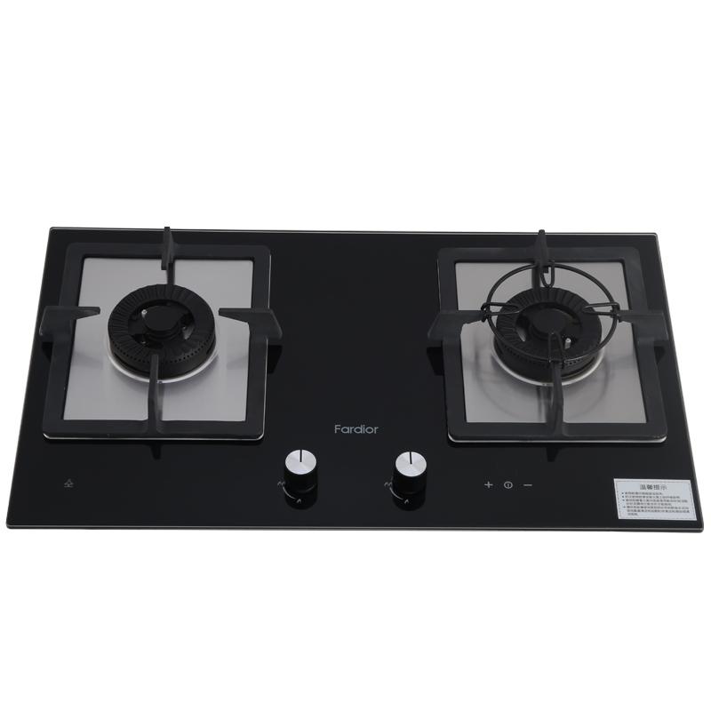 Fardior/法迪欧燃气灶JZY-2B07S 黑金防爆钢化玻璃面板 台嵌两用 液化气 灶具 家用燃气灶