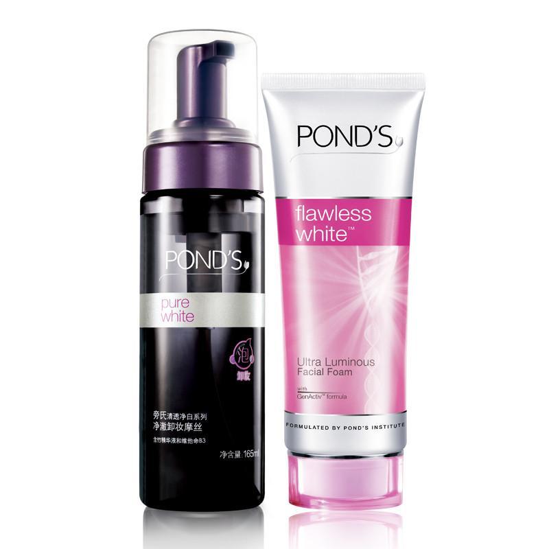 [苏宁超市]旁氏清透净白系列净澈卸妆摩丝165ml+旁氏无瑕透白系列深层洁面乳100g+旁氏沁润保湿柔丝膜22ml