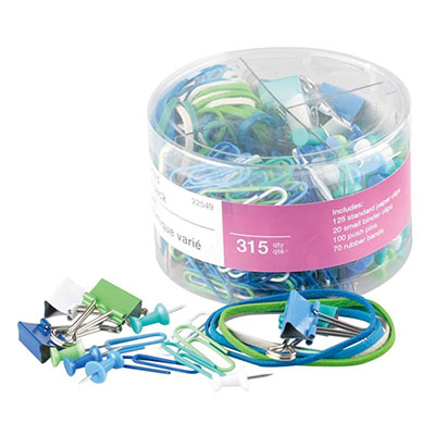 Staples 史泰博 办公用品 优质文具套装 1盒 橡皮筋/回形针/长尾夹/工字钉 多色随机