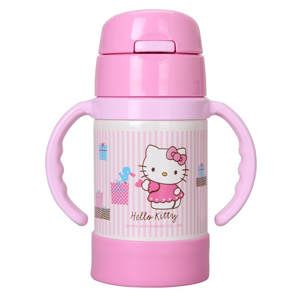 膳魔师THERMOS儿童保温杯宝宝吸管杯学饮杯水杯带手柄防漏FEC-281TY KT[苏宁自营]