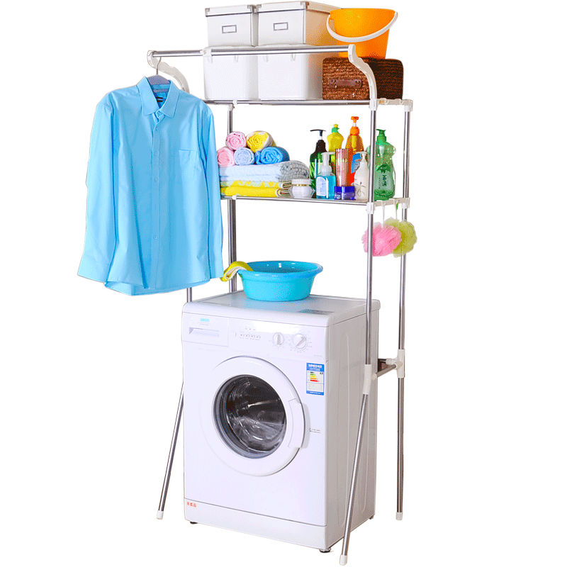 [苏宁超市]宝优妮洗衣机置物架落地不锈钢浴室马桶架子阳台滚筒洗衣机收纳架 DQ5021-2 白色