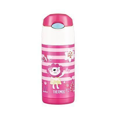 膳魔師(THERMOS)儿童不锈钢保温杯宝宝吸管杯训练杯学饮杯水杯有背带防漏FFI-403L PK 粉色 360ml