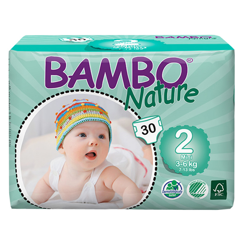 丹麦原装BAMBO Nature班博自然系列 宝宝婴儿透气纸尿裤尿不湿 2号30片3-6KG