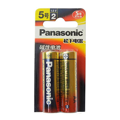 松下Panasonic 正品碱性高性能5号2节装AA LR6BCH/2MB 遥控器玩具万能表门铃话筒计算器 1.5V