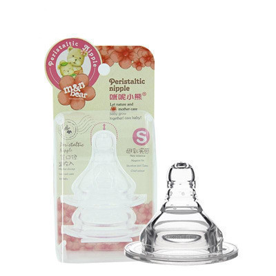 咪呢小熊自然乳感硅胶奶嘴(宽口径2枚入)M 2个装6-9月可用