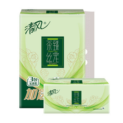 [苏宁易购超市]清风 抽纸 茶臻丝宠3层150抽3包中规格抽取式面巾纸