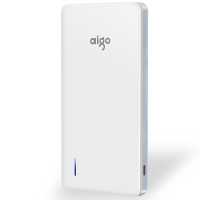 爱国者(aigo)移动电源 N6 10000毫安 聚合物电芯 双USB LED手电 充电宝 白色灰边
