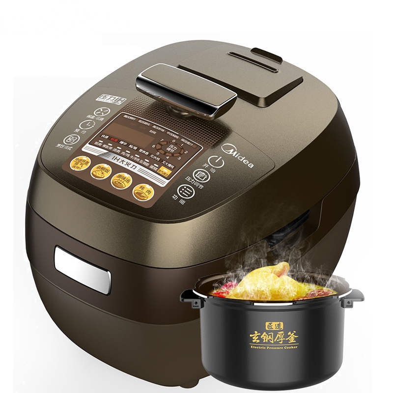 美的(Midea)PHT5076P IH大火力加热 玄钢厚釜内胆 5L 全智能浓香电压力锅 棕色