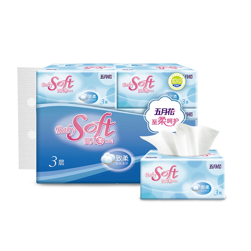 五月花 婴儿柔系列 3层抽式面纸140抽*6包 中幅