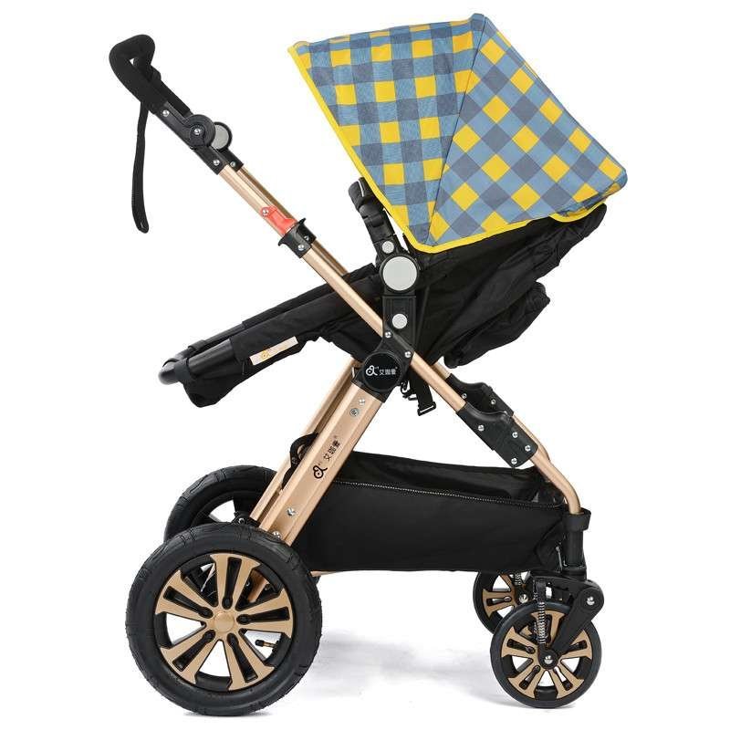 艾珈壹欧洲高景观婴儿手推车轻便折叠避震四轮儿童金车架