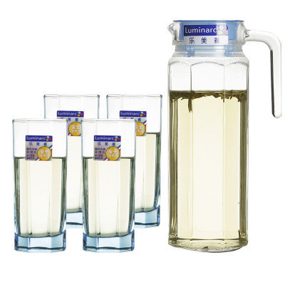 Luminarc乐美雅玻璃壶(1.1L)玻璃杯(280ml)水壶水杯茶杯水杯酒具套装(一壶四杯)J5263不保温