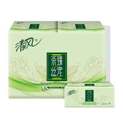 [苏宁易购超市]清风 茶臻丝宠3层130抽纸*6包 小规格 面纸