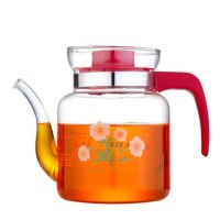 金玉兰(orchid) 高硼硅玻璃花茶壶 耐热茶壶人工吹制可直火加热泡茶壶1450ml D540H
