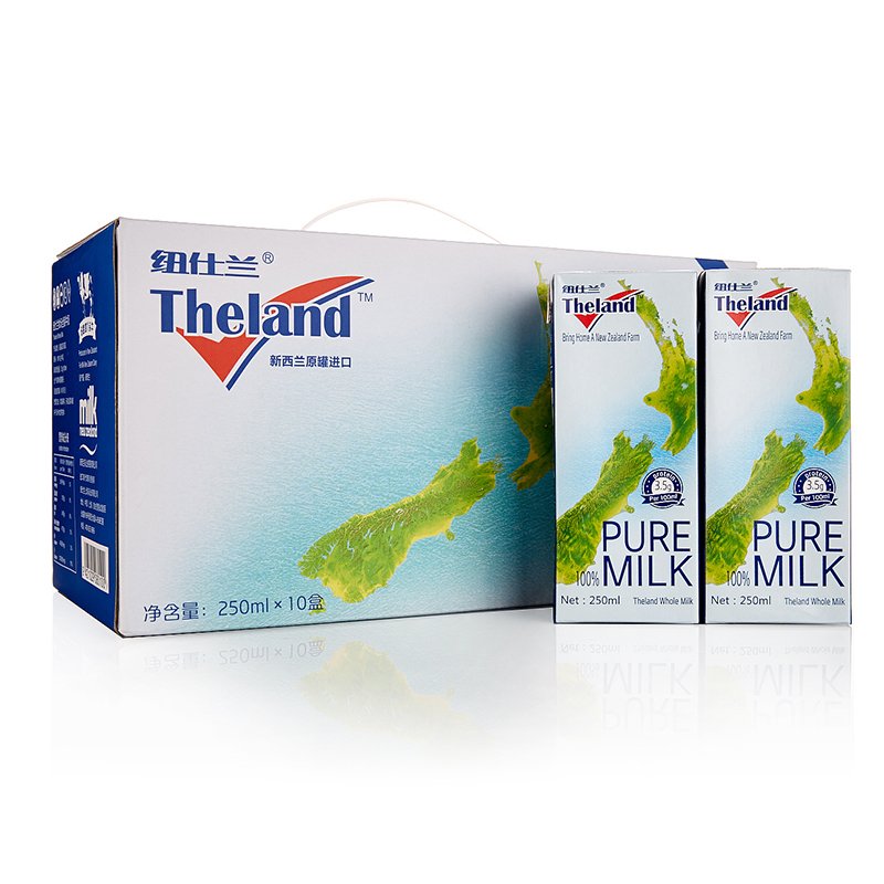 纽仕兰(Theland) 全脂纯牛奶250ml*10盒 新西兰进口 礼盒装