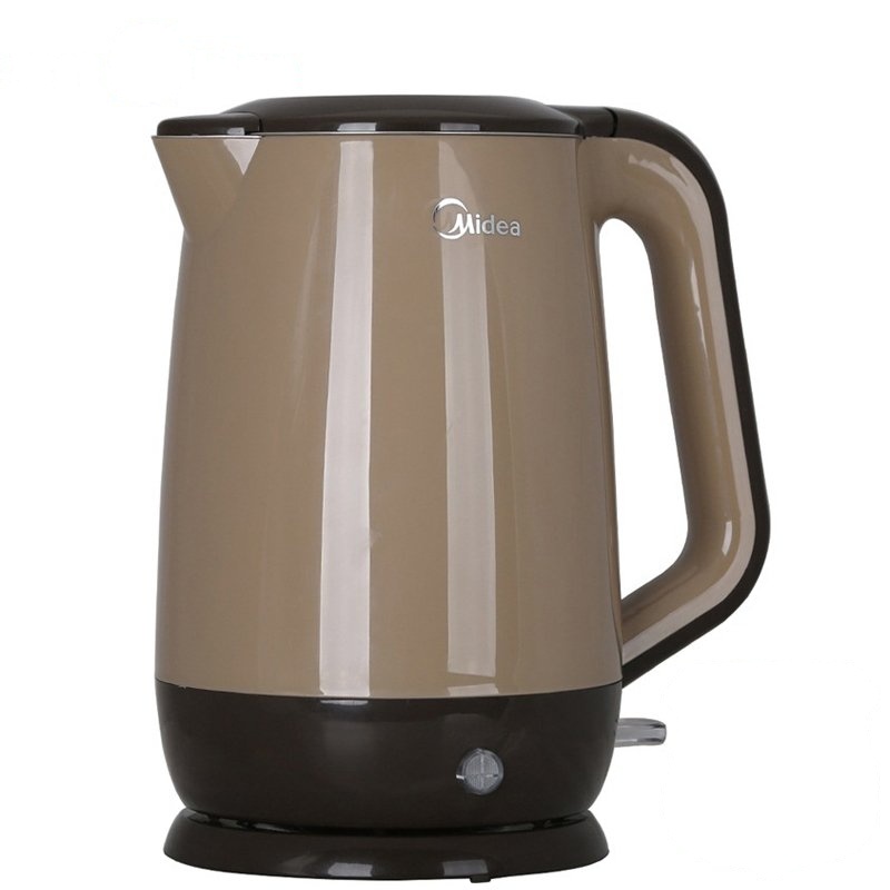美的(Midea)WHP1701b 外塑内钢双层无缝防烫进口温控1.7L保温电热水壶电水壶 咖啡色