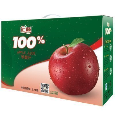 汇源 100%苹果果汁1L*6盒 便携装