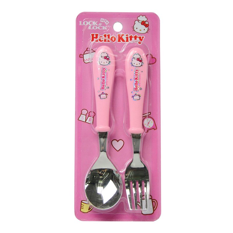 韩国原产 乐扣乐扣(Lock&Lock) Hello Kitty 勺子叉子套装 儿童餐具 LKT005