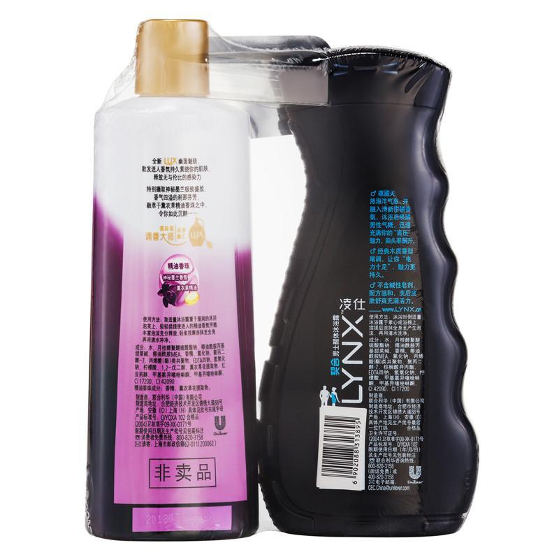 凌仕(Lynx)男士醒体沐浴露契合400ml+力士(Lux)沐浴乳幽莲魅肤350ml[联合利华]