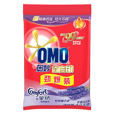 奥妙(OMO) 全自动无磷洗衣粉4kg 含金纺馨香精华 怡神薰衣草(新老包装随机发货)[联合利华]