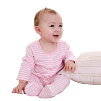 [苏宁自营]十月妈咪 春款新款婴儿纯棉连脚爬衣 柔软透气条纹男女长袖婴儿服