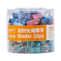 Staples 史泰博 C1013 彩色长尾票夹(筒装)60只/筒 15MM 彩色