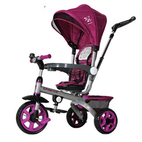[苏宁自营]川浪DT128 紫色正品1-3-5岁多功能儿童手推三轮车脚踏车宝宝自行车儿童推车