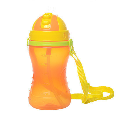 亲亲我(kidsme) 不漏吸管水壶 婴儿水杯 儿童水杯 360ML橙色