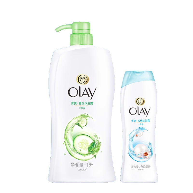 玉兰油(OLAY)沐浴露水嫩清爽1L配亮爽珍珠300ml 沐浴露泡澡 保湿