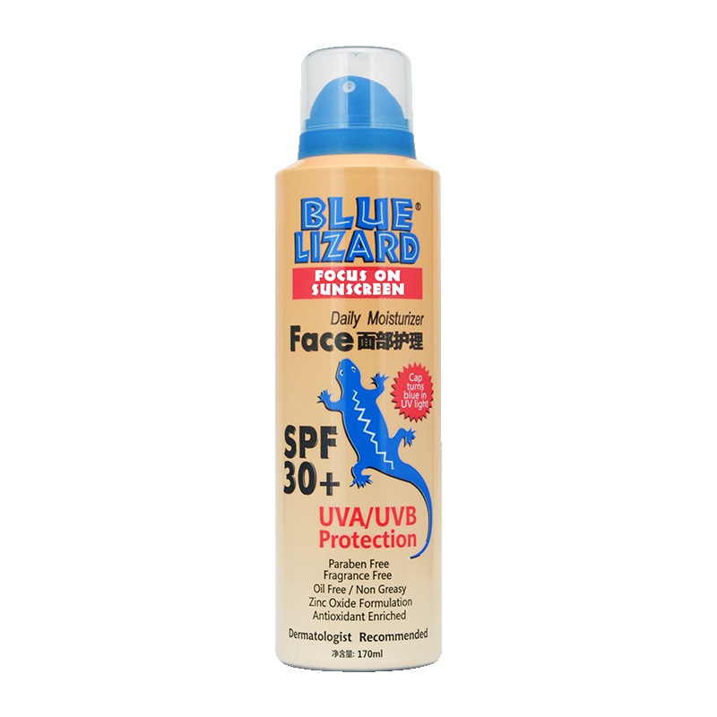 蓝蜥蜴BLUE LIZARD 脸部物理防晒喷雾170ML SPF30+ 遇紫外变色 便于携带 保湿 婴儿防晒