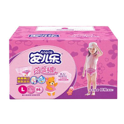 安儿乐(Anerle)成长裤女宝宝拉拉裤内裤式纸尿裤大号L88片[9-14kg]