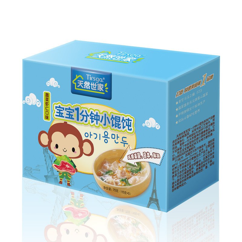 天然世家蔬菜虾仁味盒装小馄饨