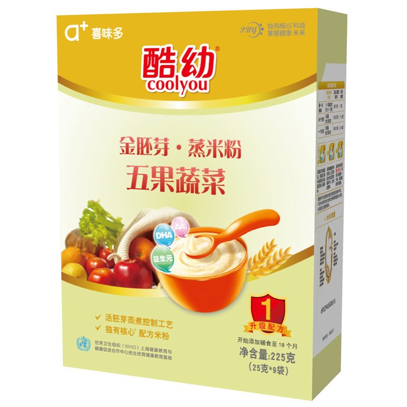 酷幼 金胚芽·蒸米粉(五果蔬菜)一段 225g