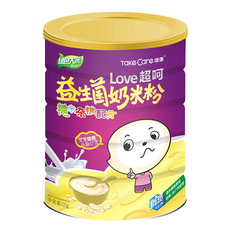 [苏宁自营]培康(TakeCare) 宝宝辅食 超呵益生菌奶米粉糙米杂粮配方425g(适合辅食初期-18个月)